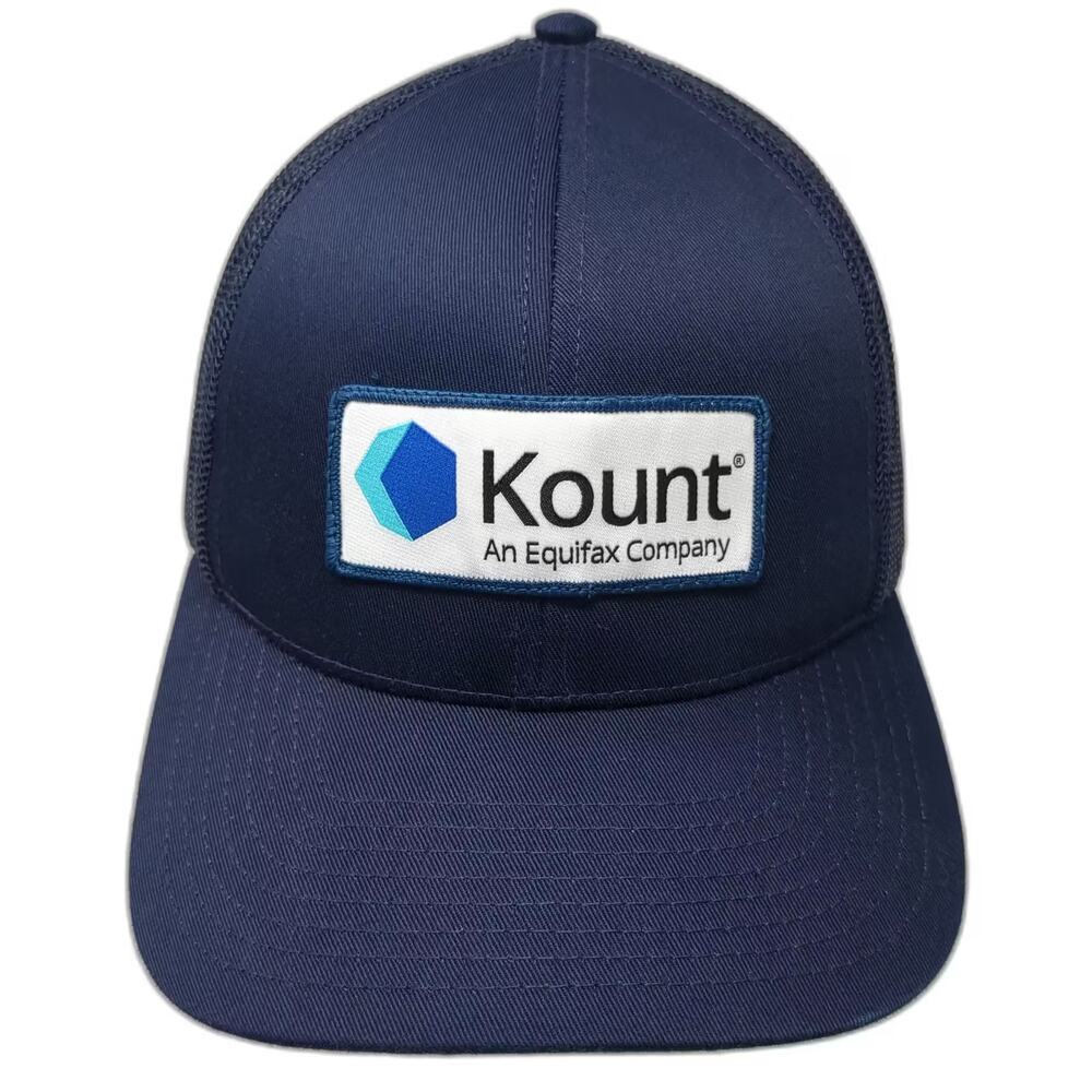 Cap America Kount Equifax Trucker Hat Blue Snapback One Size Mesh Adjustable